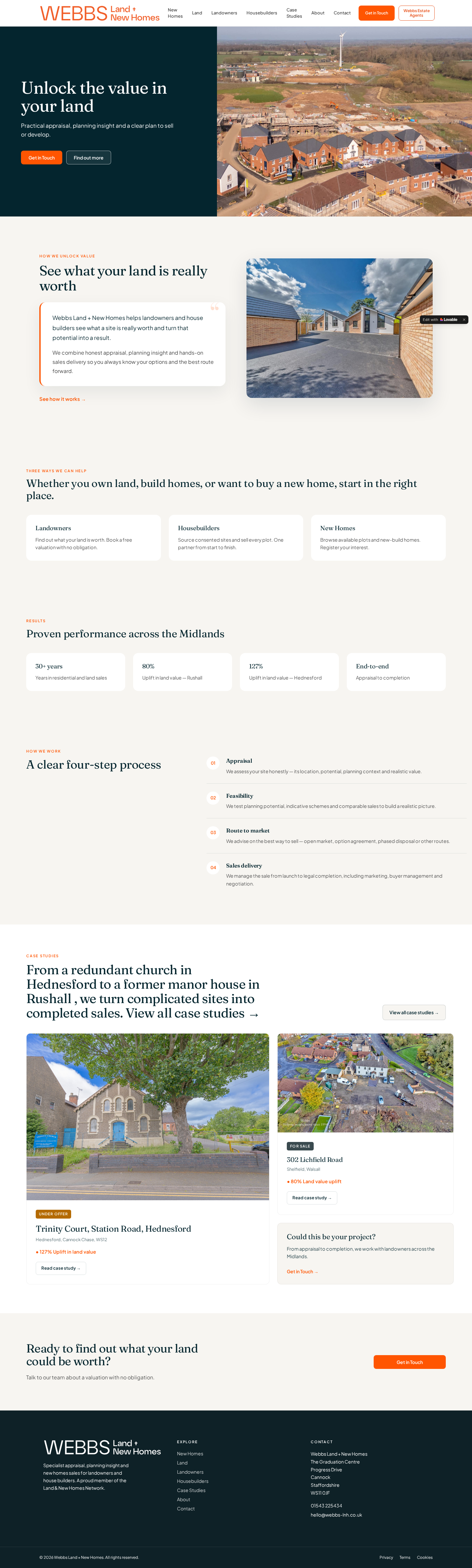 Full Webbs Land and New Homes homepage